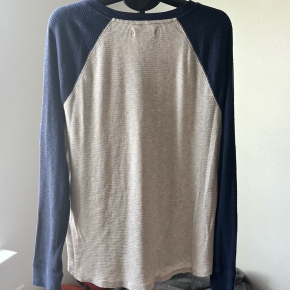Mens Lucky Brand Baseball Raglan Long Sleeve Tee Gray/Black Size XL - Picture 3 of 4